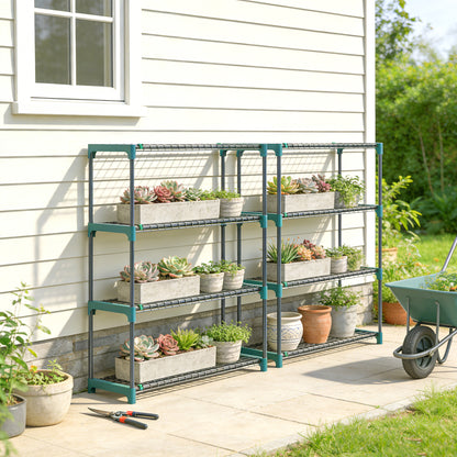 4-Tier Plant Stand Indoor Outdoor, Set of 2 Metal Plant Shelf