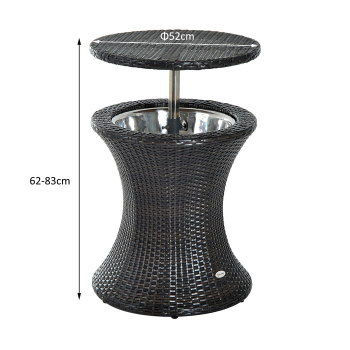 Rattan Ice Bucket Table Beer Cooler For Outdoor Patio Party Bar Garden Brown