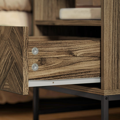 Bedside Table, Sofa Side Table with Drawer for Bedroom, Brown