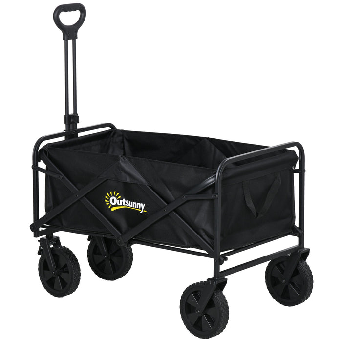 Folding Pull Along Cart Cargo Wagon Trolley with Telescopic Handle B QuidsIn Superstore