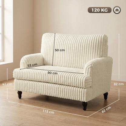 Corduroy Single Sofa Armchair with Stripes, Cream