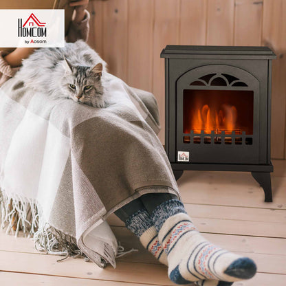 Free Standing Bio Ethanol Fireplace Heater with 0.9L Tank, Black