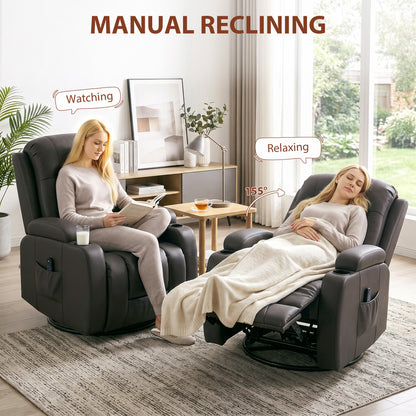 Massage Recliner Chair with 8 Vibration & Heat, Dark Brown