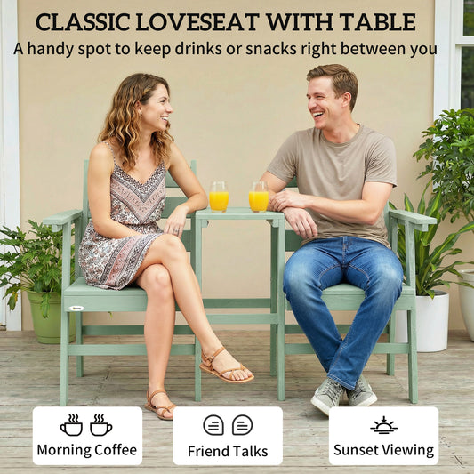 Garden Loveseat, Embossed Wood Jack and Jill Garden Seat, Green