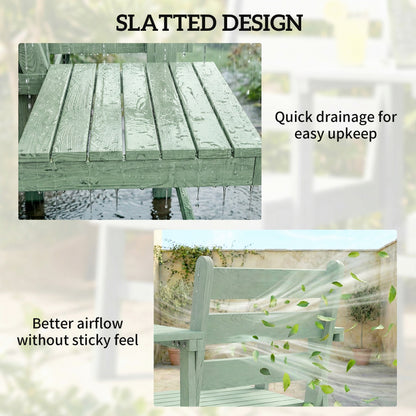 Garden Loveseat, Embossed Wood Jack and Jill Garden Seat, Green