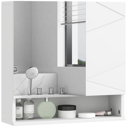Wall Mounted Bathroom Storage Cupboard W/ Mirror and Shelf, White