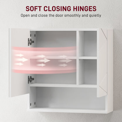 Wall Mounted Bathroom Storage Cupboard W/ Mirror and Shelf, White