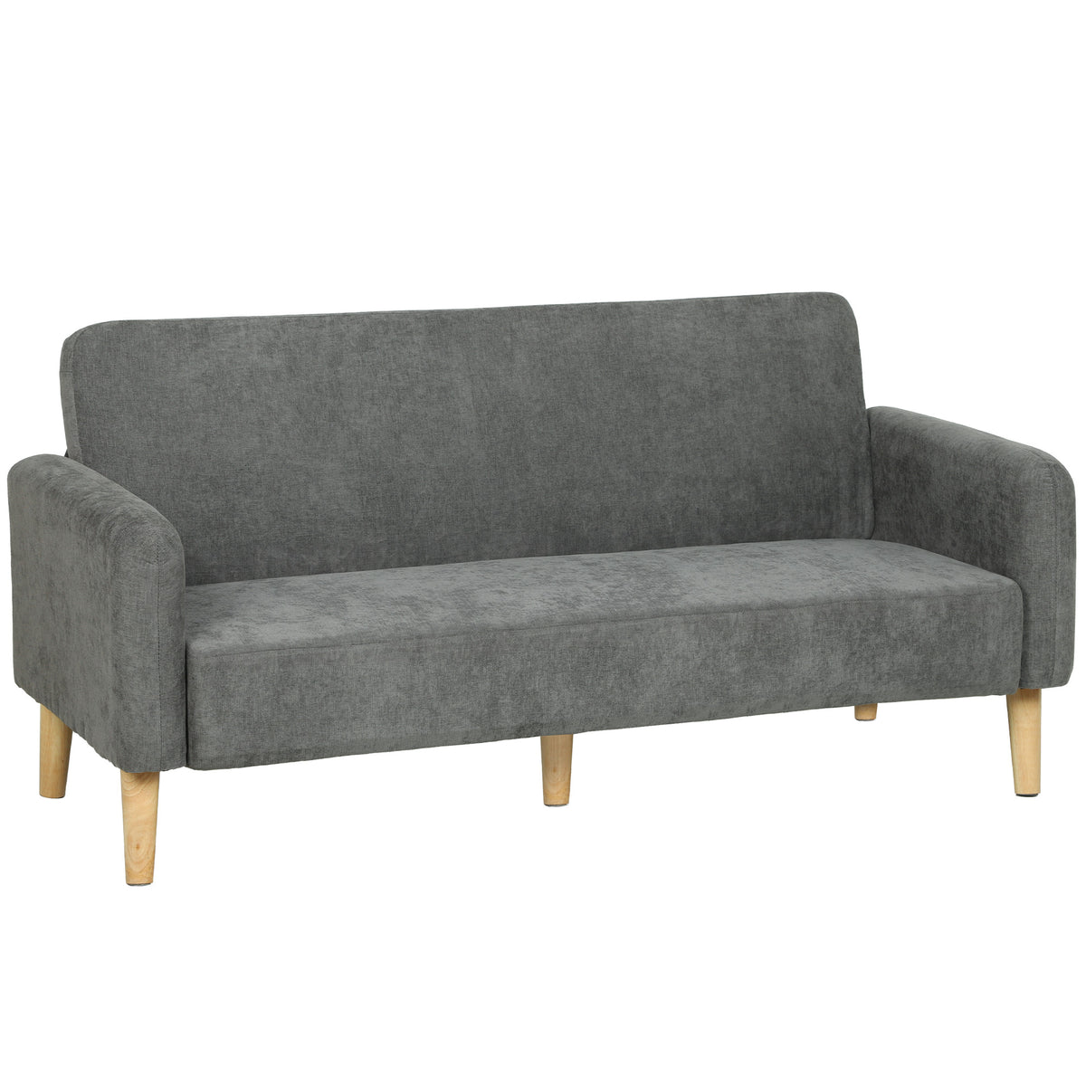 2 Seater Sofa, Velvet Small Couch with Plush Backrest, Grey