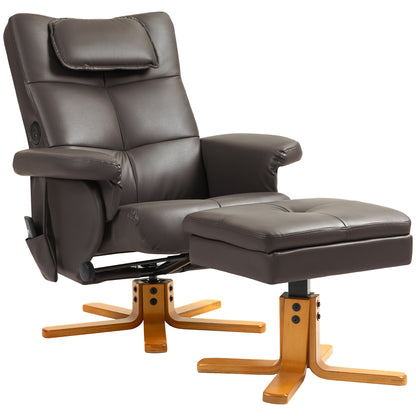 Massage Recliner Chair with Footstool and Hidden Storage, Dark Brown
