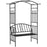 Garden Metal Arch Arbour with Bench Love Seat Chair Outdoor Patio Rose Trellis Pergola Climbing Plant Archway Tubular- 154L x 60W x 205Hcm