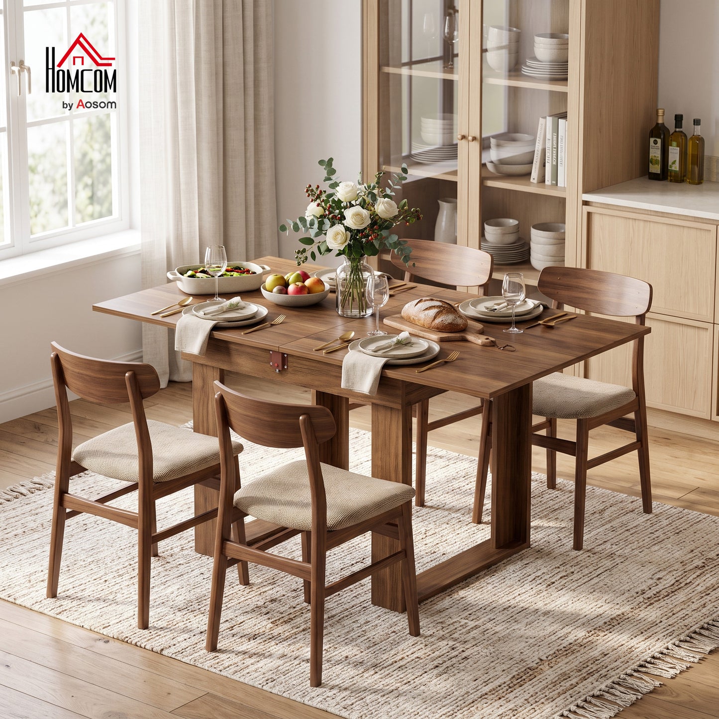 Folding Dining Table Under-Table Storage 140cm Grey