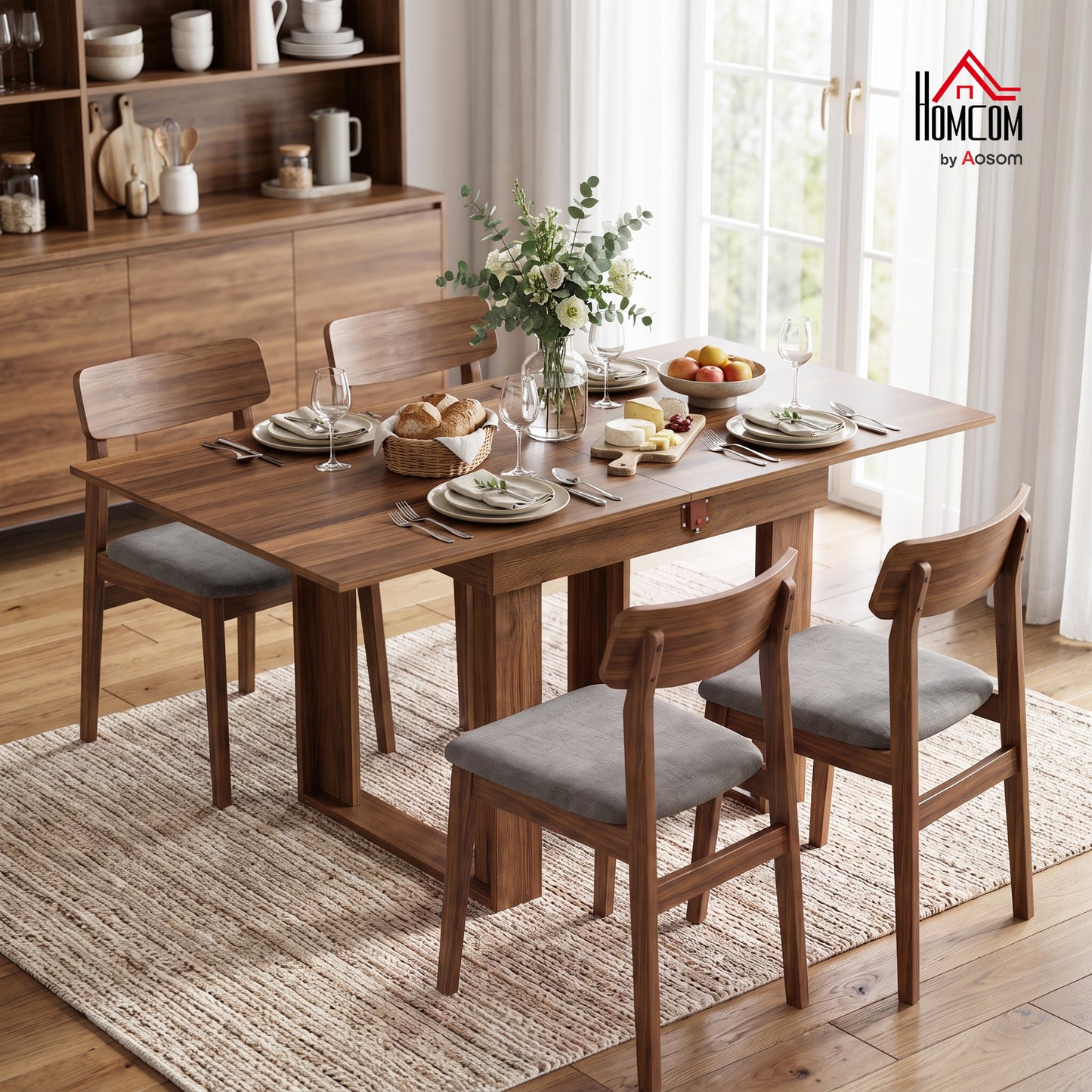 Folding Dining Table Under-Table Storage 140cm Grey