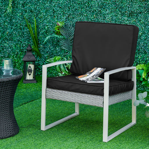 2 Piece Cushion 1 Seat Cushion 1 Back Pad for Rattan Sofa Chair, Indoor and Outdoor Use, Black