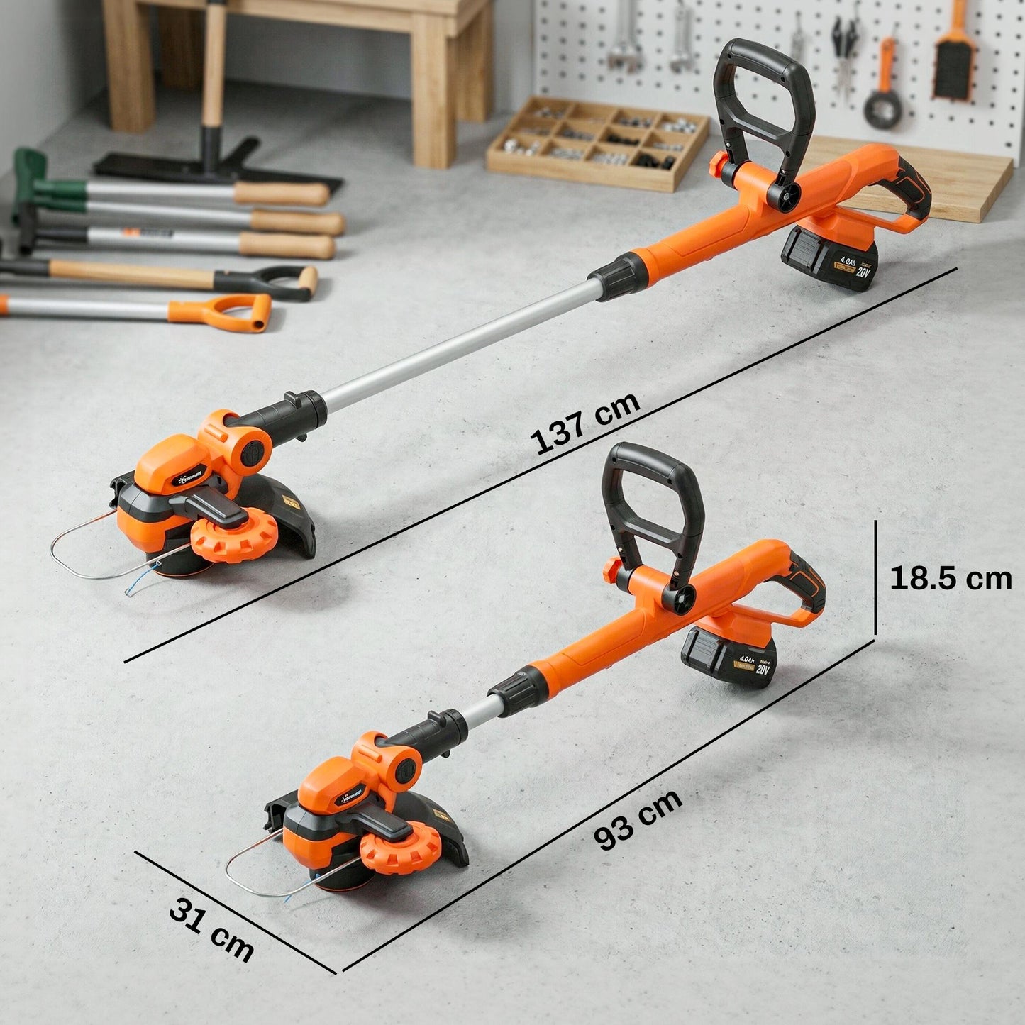 Cordless Strimmer with 2 x 4.0Ah Lithium Batteries & Charger