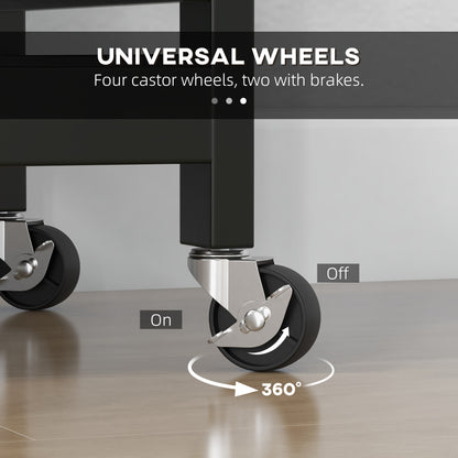 Rolling Kitchen Island Cart, Bar Serving Cart, Compact Trolley Black