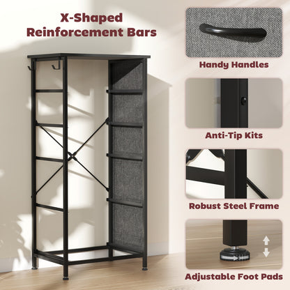 Fabric Chest of Drawers, 5 Drawer Dresser for Bedroom, Charcoal Grey