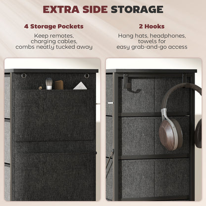 Fabric Chest of Drawers, 5 Drawer Dresser for Bedroom, Charcoal Grey