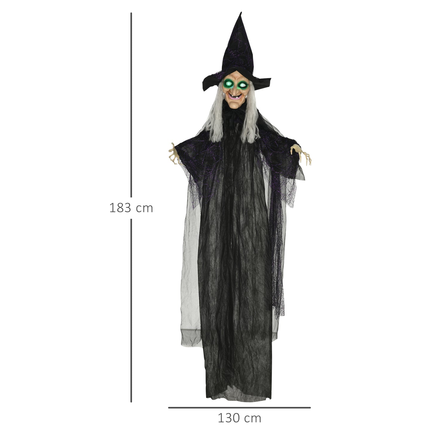 Hanging Witch Prop Life Size with Light Up Eyes, Talking Sound