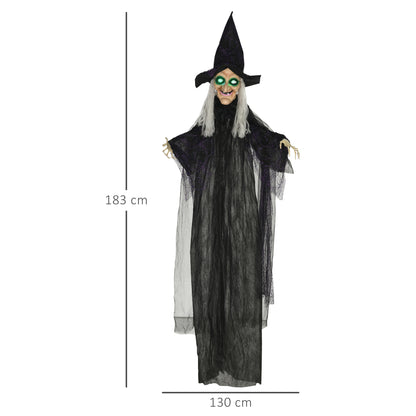 Hanging Witch Prop Life Size with Light Up Eyes, Talking Sound