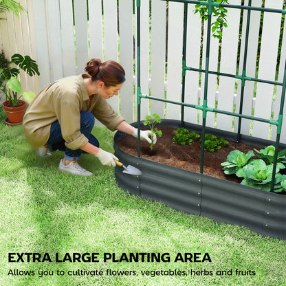 4 x 2 x 4.6ft Galvanised Raised Garden Bed with Trellis, Dark Grey