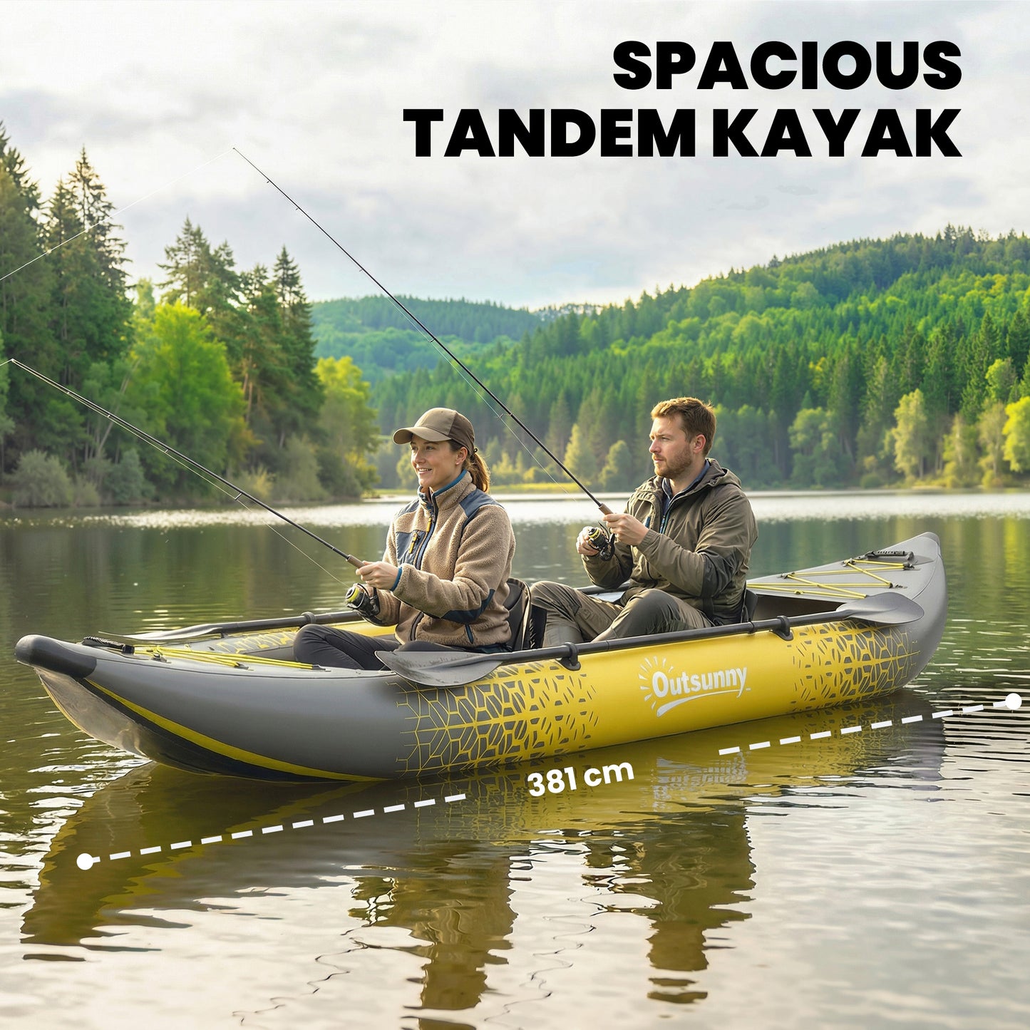 2.5' Inflatable Kayak 2-person Sit on Canoe with Paddles Grey