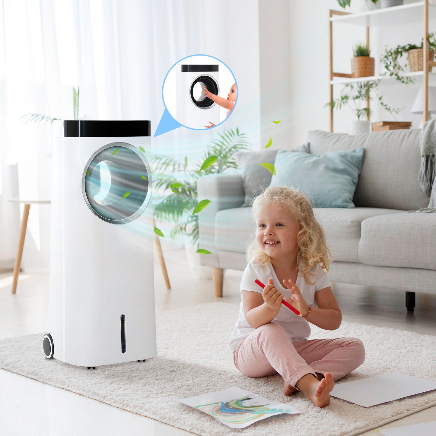 Bladeless Evaporative Air Cooler, 6.5L Fan, Humidifier & Air Clean