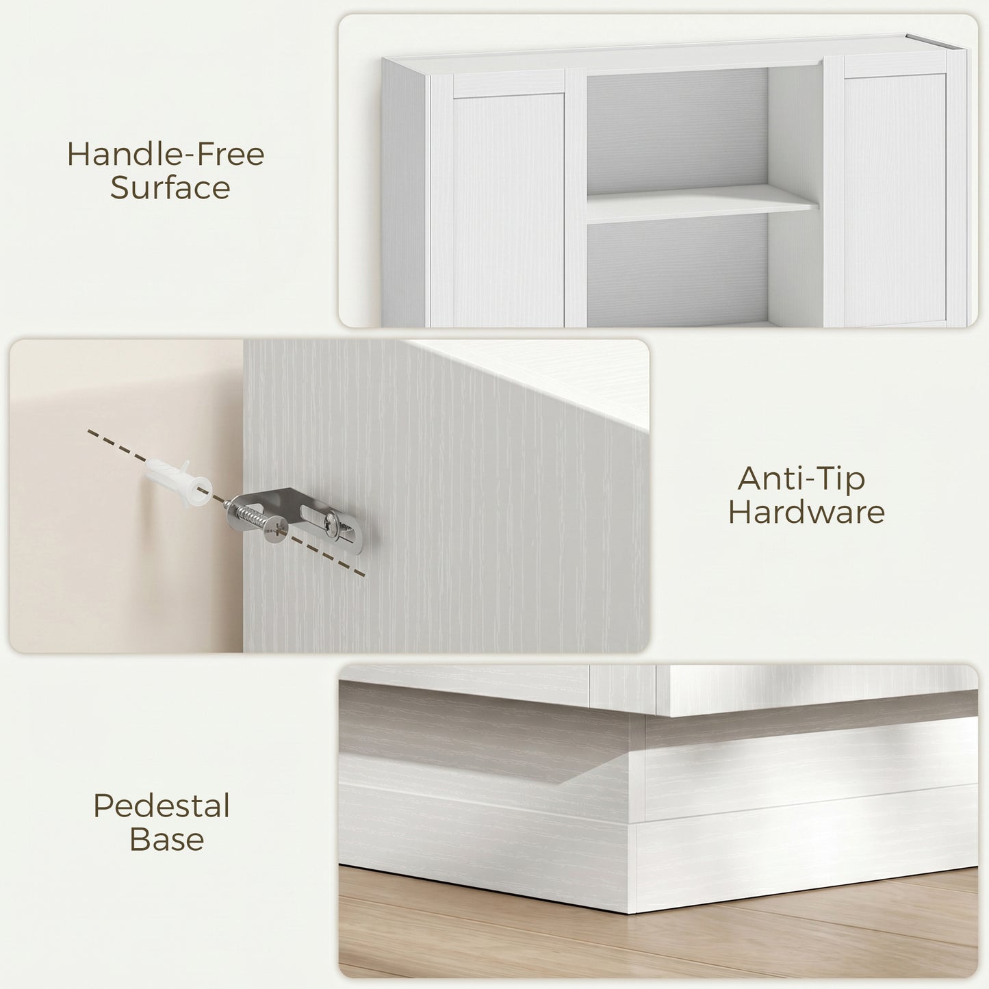 Sideboard Buffet Cabinet, Modern Farmhouse Storage Cabinet, White