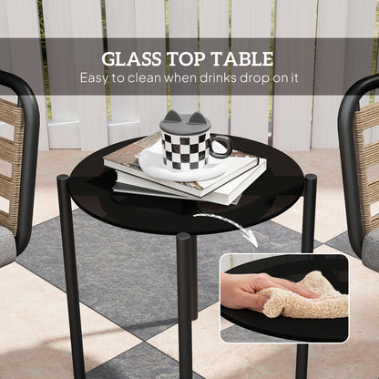 3 Pieces Rattan Bistro Set, Wicker Garden Furniture Set w/ Cushions