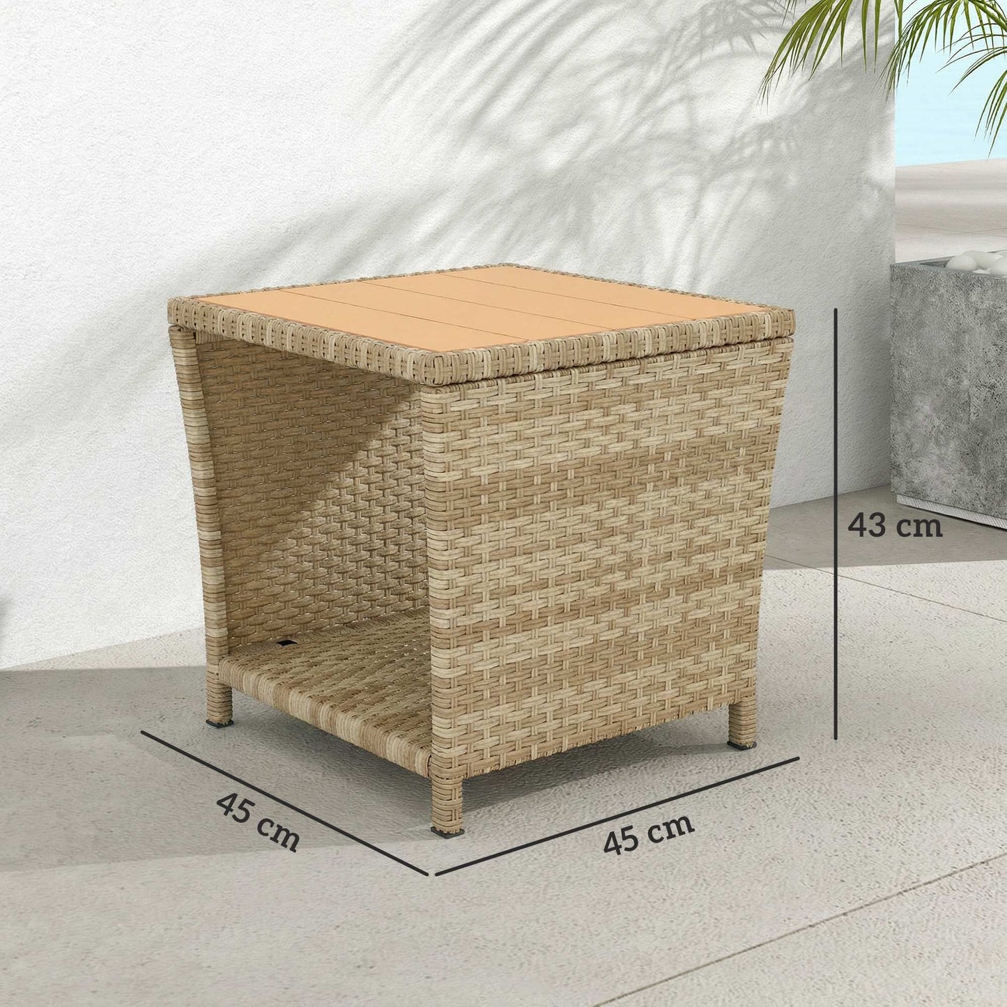 Side Table 2-Tier with Storage Shelf/Khaki