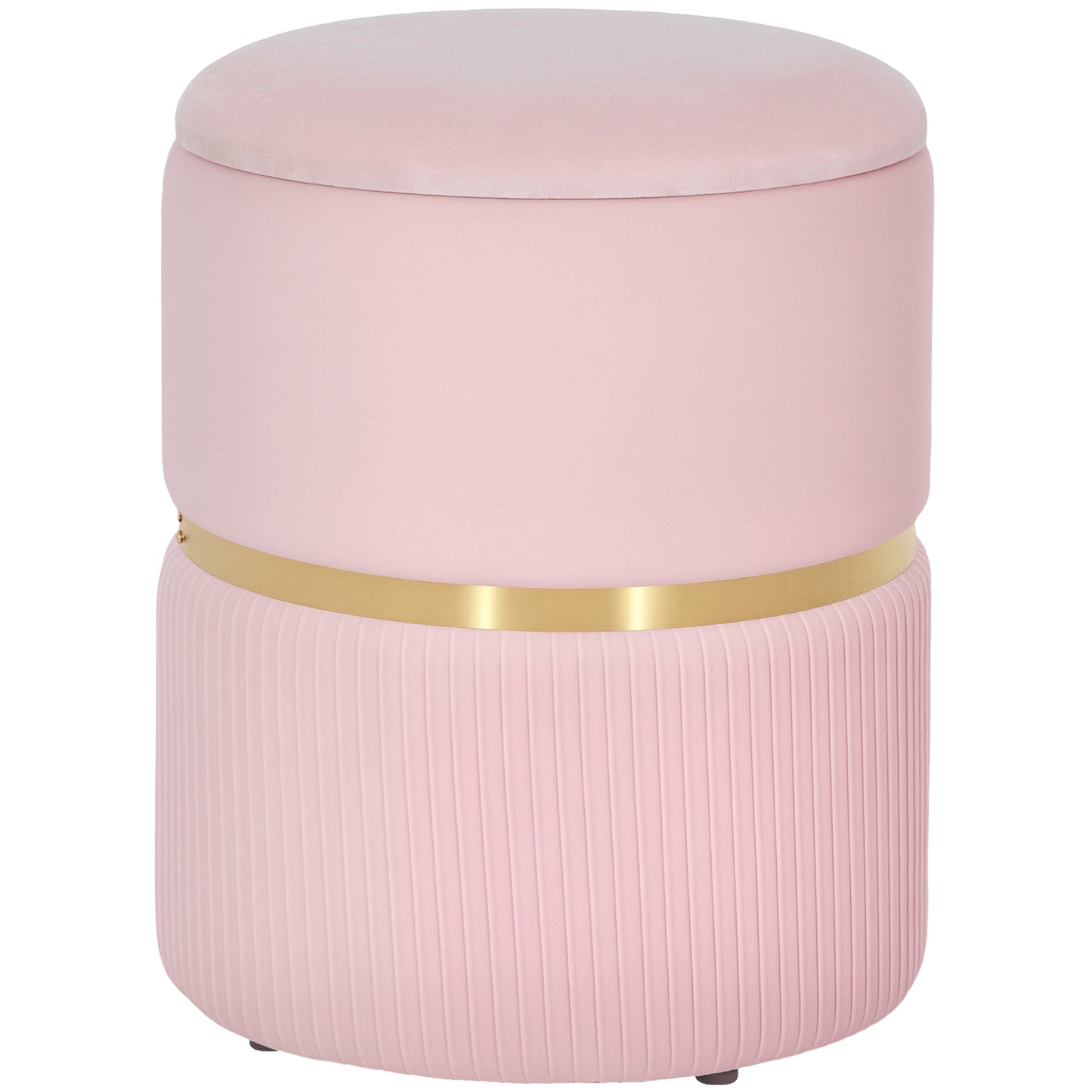 Round Pouffe Storage Footstool with Hidden Space, Pink