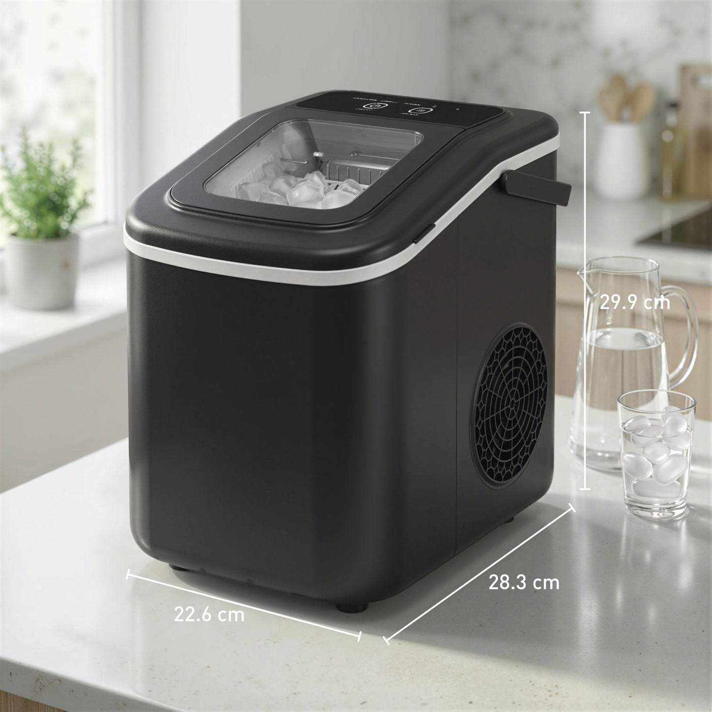 Countertop Ice Maker Machine Self-Cleaning 2 Sizes Black