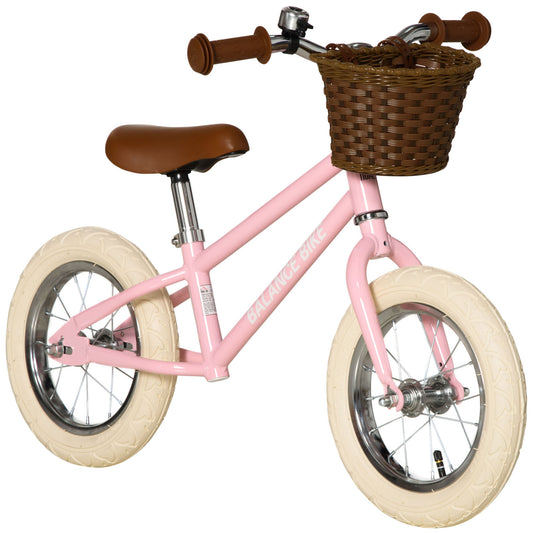 Kids Balance Bikes Toddler No Pedal Training Bicycle for 3-6 Year Old Boys Girls with Adjustable Handlebars Basket Bell, Pink