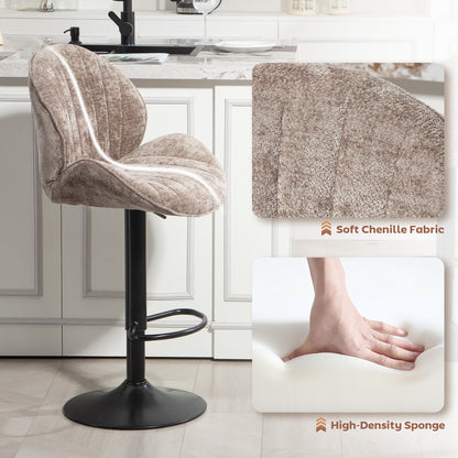 Modern Bar Stools Set of 2, Swivel Counter Height Barstools, Brown