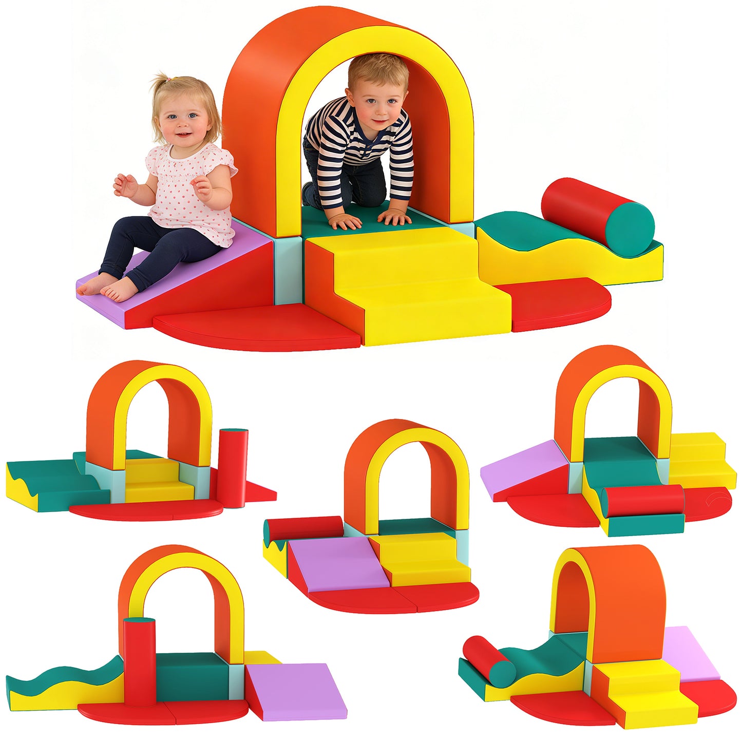 Kids Soft Play Set, 10PCs Soft Play Equipment for Toddlers