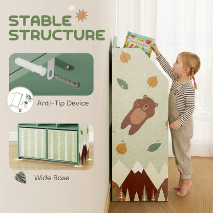Kids Bookshelf with Storage, Toy Storage Unit for Playroom, Green