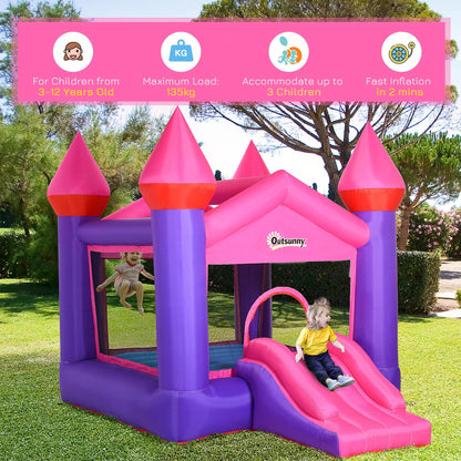 Kids Bounce Castle House Inflatable Trampoline Slide 2 in 1 with Inflator for Kids Age 3-12 Multi-color 3.5 x 2.5 x 2.7m