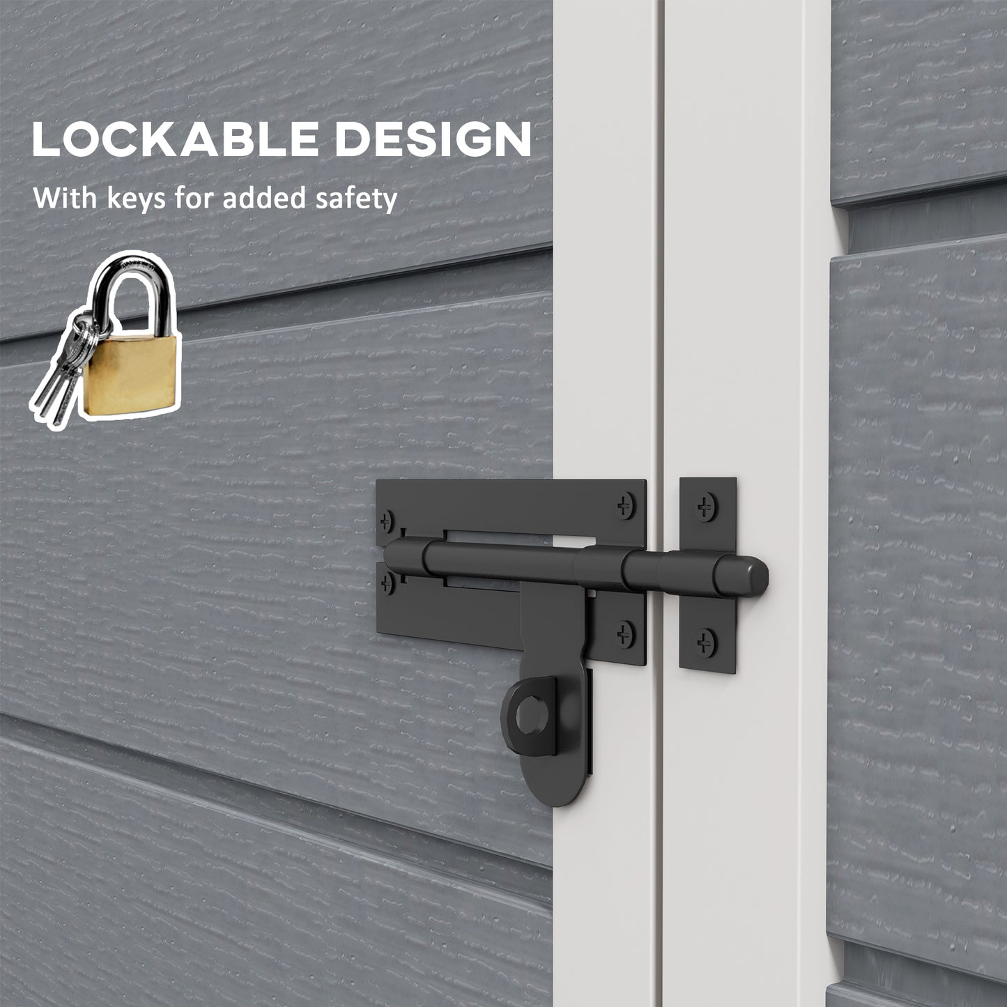 5' x 3' Garden Shed w/ Floor, Lockable Door, Window and Vent, Grey