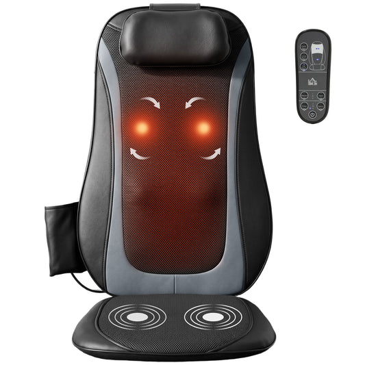Back Massager with Heat, Deep Tissue Kneading Massage Chair with 3-Level Seat Vibration, Massage Chair Pad for Back Pain, Home Office Use, Gifts for Men and Women