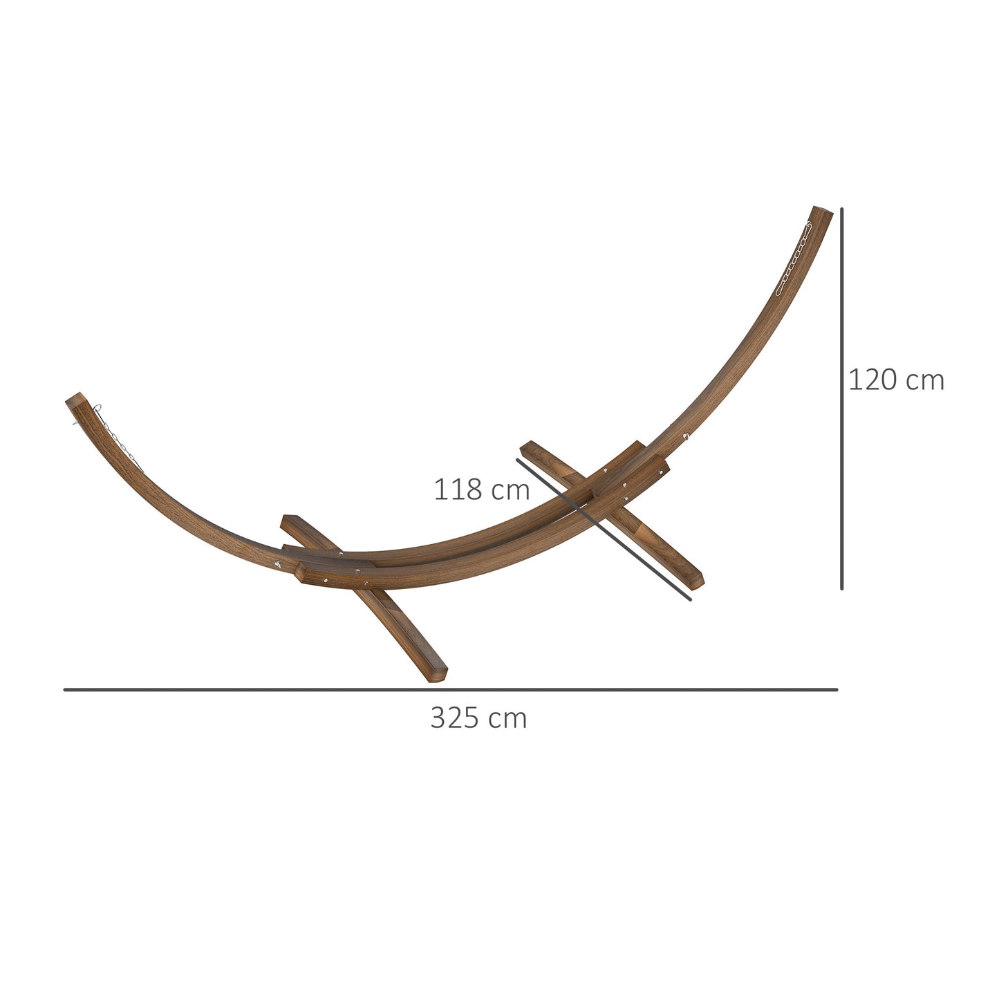 3(m) Wooden Hammock Stand for Garden, Patio, Brown