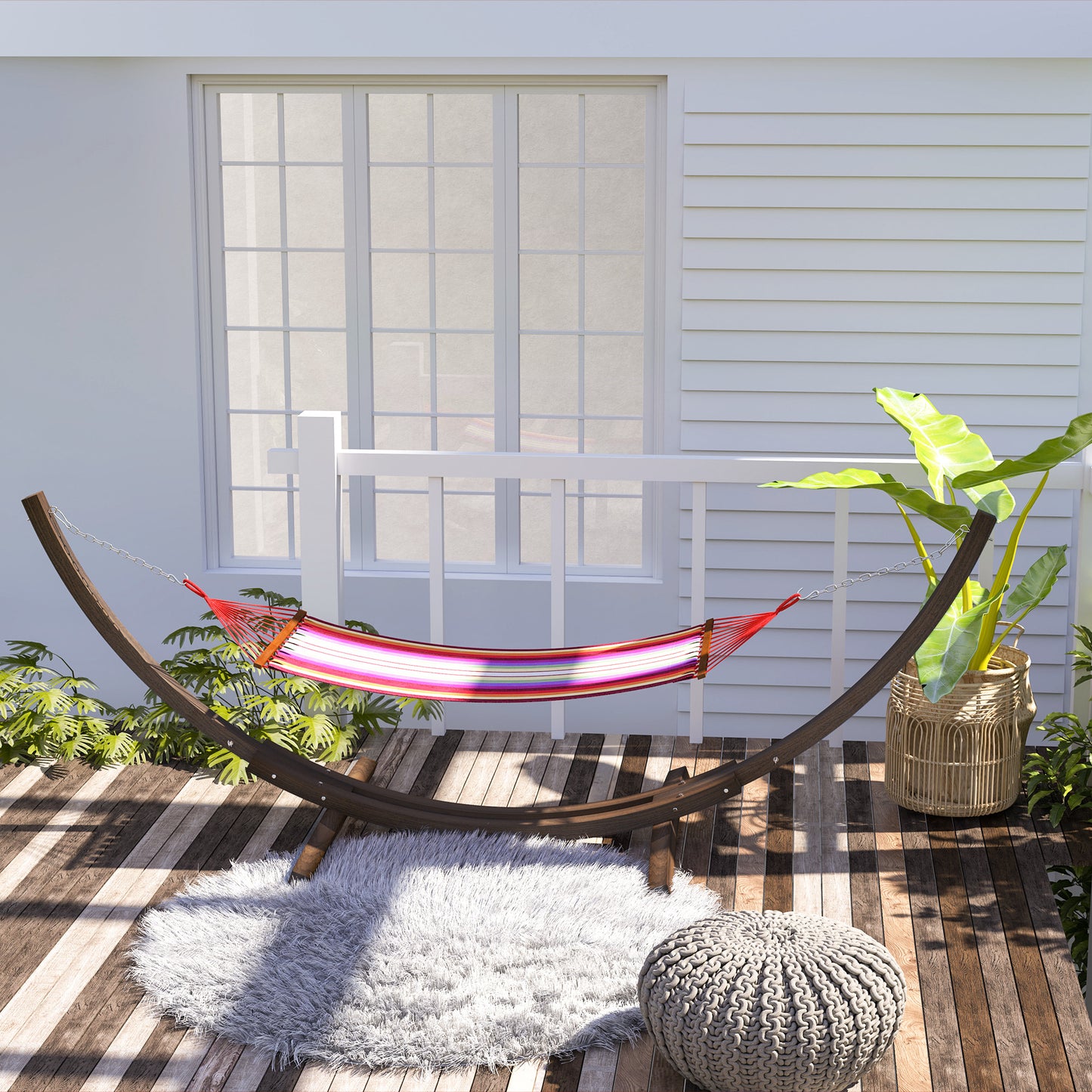 3(m) Wooden Hammock Stand for Garden, Patio, Brown