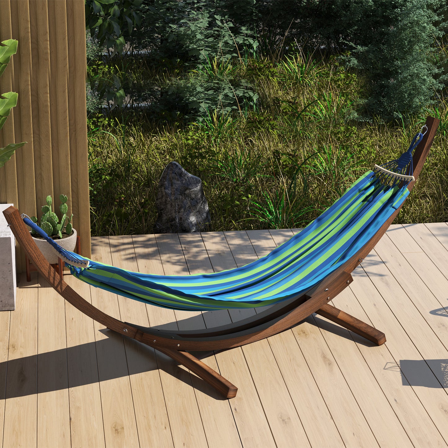 3(m) Wooden Hammock Stand for Garden, Patio, Brown