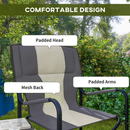 Folding Directors Chair Aluminium Camping Chair with Cooler Bag Grey