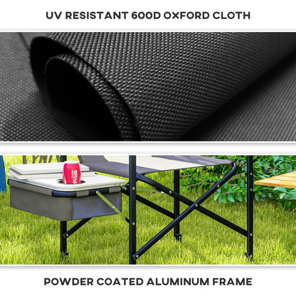 Folding Directors Chair Aluminium Camping Chair with Cooler Bag Grey