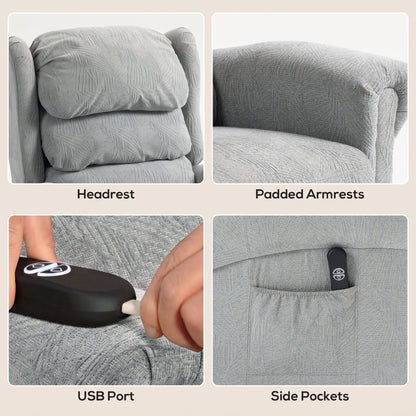 Power Lift Recliner Chair for Elderly with Remote Control, Grey