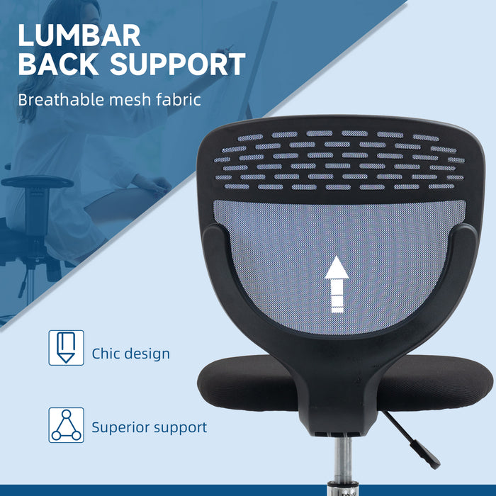 Drafting Chair, Swivel Office Draughtsman Chair, Mesh Standing Desk Chair with Lumbar Support, Adjustable Foot Ring, Armless, Blue