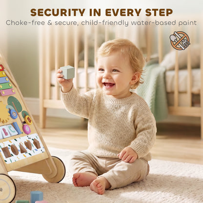 Wooden Baby Walker with Speed Control, Activity Centre for 18 M+