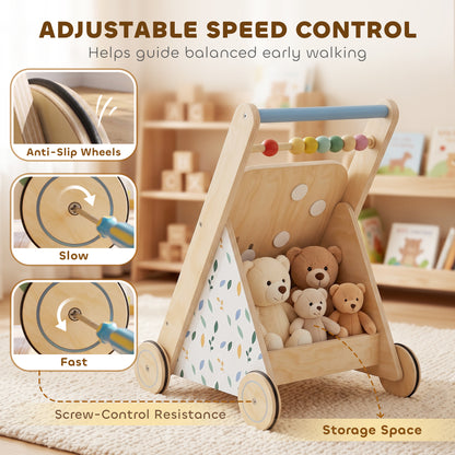 Wooden Baby Walker with Speed Control, Activity Centre for 18 M+