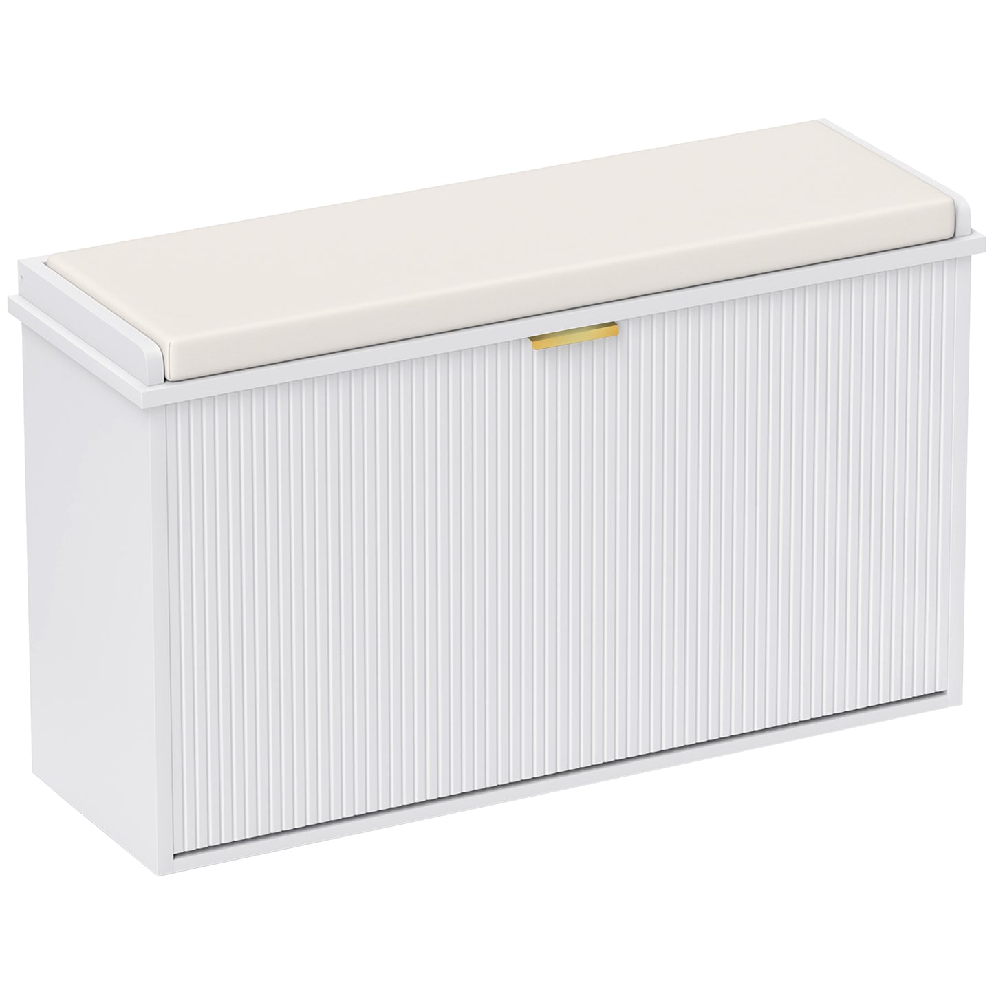 Shoe Storage Bench with Cushion and Flip-Drawer 80x26x47.5cm White