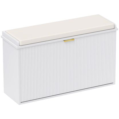 Shoe Storage Bench with Cushion and Flip-Drawer 80x26x47.5cm White
