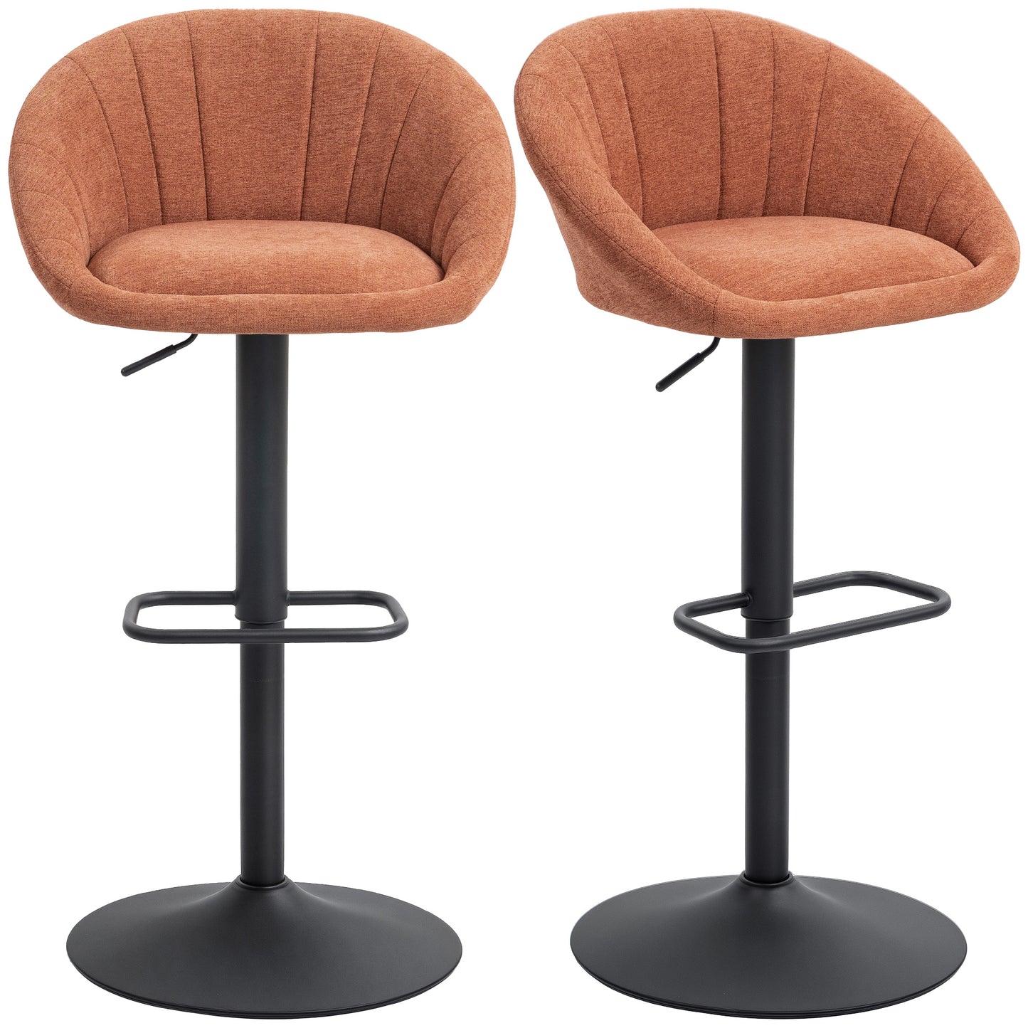 Swivel Bar Stools Set of 2 Height Adjustable Bar Chairs Orange